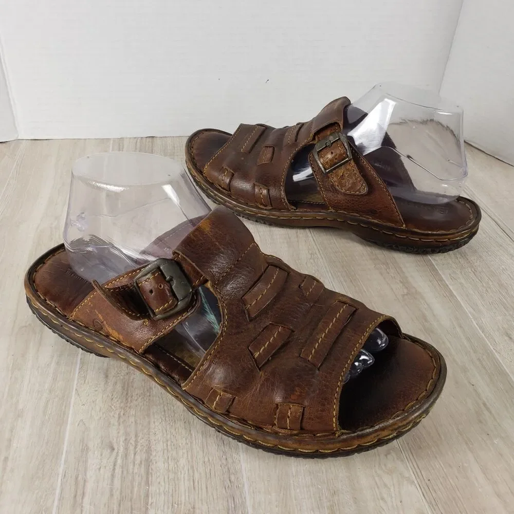 Born Murphy Fisherman Sandals Mens 10 Brown Leather Buckle Handcrafted Comfort